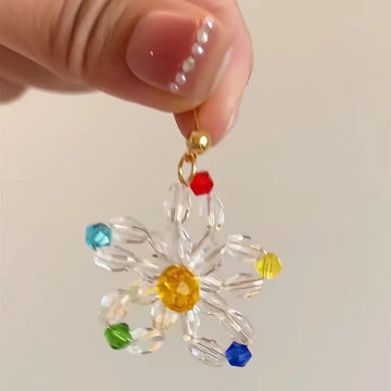 DAIIIBABYYY  -  Colorful Beaded Stud Earrings Personality Exaggerated Summer Vacation Korean Style